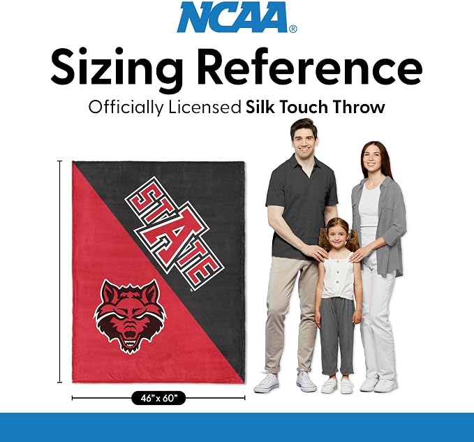Northwest NCAA Silk Touch Throw Blanket, Ultra Soft Plush Polyester, Lightweight Warm Decorative Fan Gift, 46 x 60 in