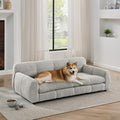 Dog Couch Bed with Backrest and Armrest, Durable Pet Sofa with Soft Foam Cushion, Elevated Dog Couch Bed with Legs for Medium and Large Dogs, Beige