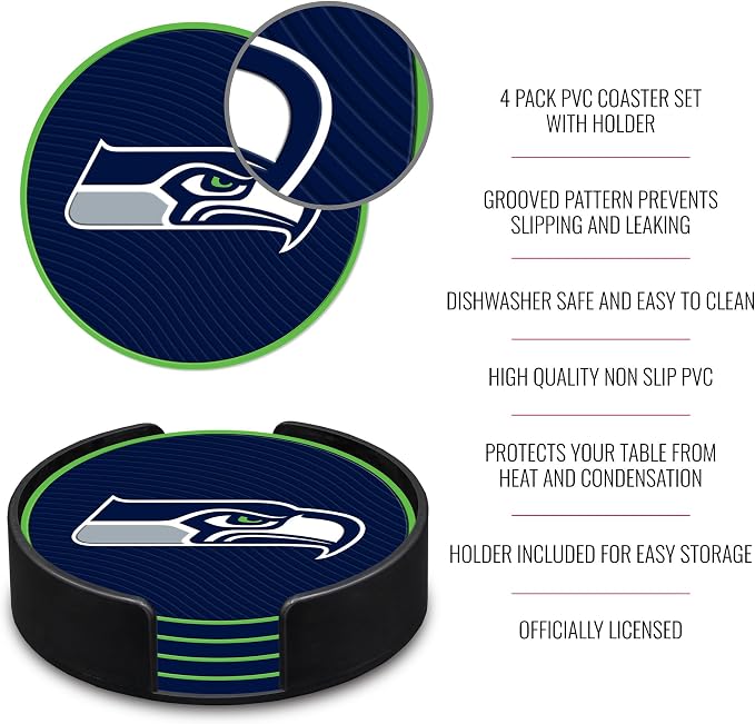 Rico Industries NFL Football Classic Favorites: PVC Coaster Set (4-Pack)