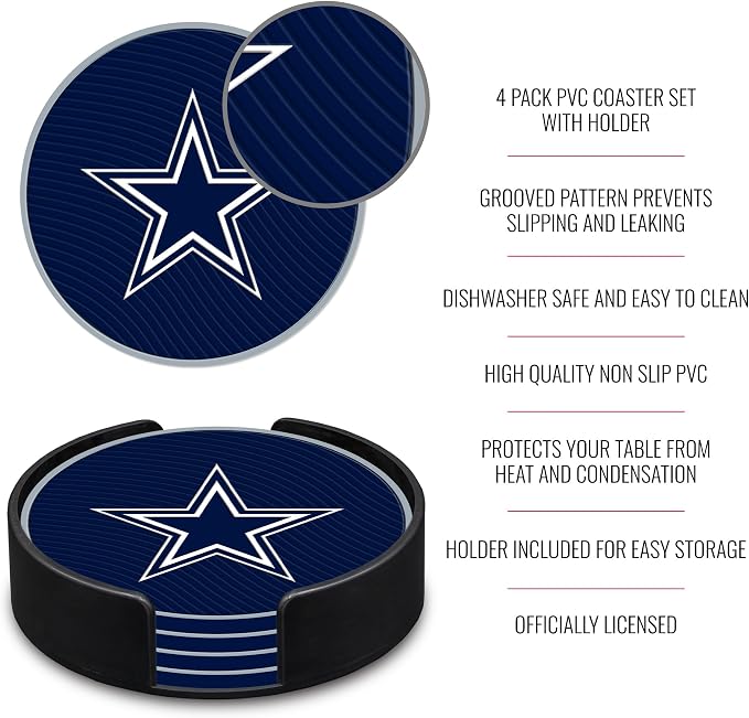 Rico Industries NFL Football Classic Favorites: PVC Coaster Set (4-Pack)