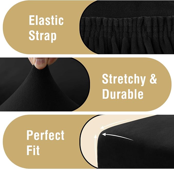 H.VERSAILTEX Velvet Dining Chair Covers Stretch Chair Covers for Dining Room Set of 6 Parson Chair Slipcovers Chair Protectors Covers Dining, Soft Thick Solid Velvet Fabric Washable, Black