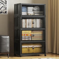 SAILUN 127Gal/508Qt Extra Large Stackable Storage Bins Folding Collapsible Storage Bins with a Lid, Closet Organizers Black 28" W x 17" D x 61" H