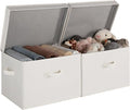 StorageWorks Closet Storage Bin with Lids, Decorative Storage Boxes with Handles, Fabric Storage Bins for Clothes, Jumbo, Mixing of Beige, White & Ivory, 2-Pack | Flip-Top Lid, 3 Handles, Collapsible, Stackable, for Clothes Blankets, Multi-Purpose, Jum...