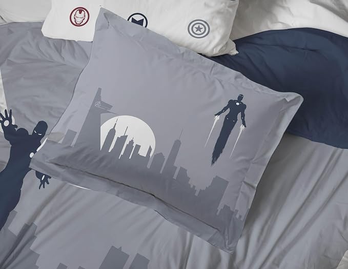 Marvel Avengers Full Comforter Set 7 Piece Soft Bedding for Boys, Blue | Captain America Iron Man, Bed in a Bag, Comforter Sheets Shams Pillowcases, Soft Microfiber, Machine Washable, Boys Gift
