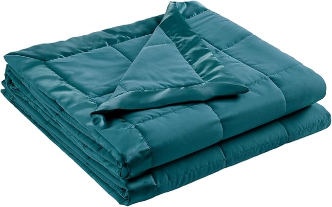 Madison Park Down Alternative Queen Blanket for Bed, Satin Trim, Teal | Lightweight Windom Blanket Full Size Premium 3M Scotchgard Moisture Wicking Treatment, OEKO TEX, Soft Bed Cover, All Season