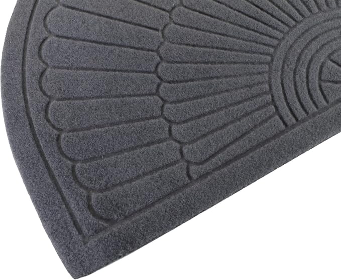Morning View Half Round Doormat, Gray, Outdoor Indoor Rug - 30x18 inches, Non Slip, High Traffic, Absorbent, Modern Design