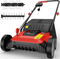 EWORK Electric Dethatcher and Scarifier 14-Inch 12 Amp with Grass Catchers | 2-in-1 Lawn Dethatcher and Aerator with 9.2 Gal Collection Bag, Blade Replacement without Tool, 5-Position Depth Adjustment