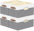 Yawinhe Fabric Storage Baskets,13.0x9.1x7.9in,White/Grey,4-Pack | Foldable Storage Bins for Shelves, Closet Bins for Organization, Collapsible Storage Baskets for Towels, Rectangle Basket