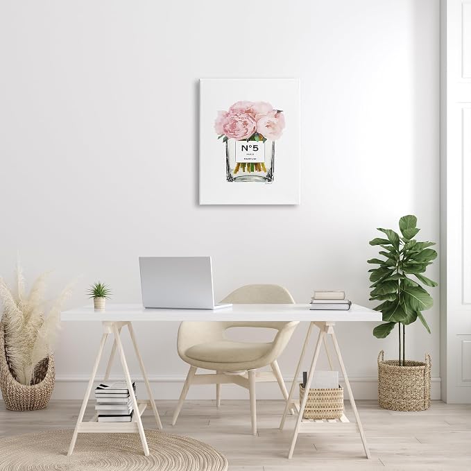 Stupell Industries 'Fashion Designer Flower Bottle Pink Watercolor ', Canvas Art, 24 x 30 Inches, Easy to Hang and Sturdy, Made in USA, by Amanda Greenwood