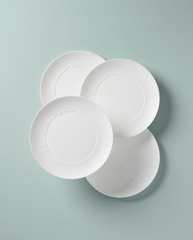 Lenox Wicker Creek Dinner Plates, 7.10, White, Set of 4
