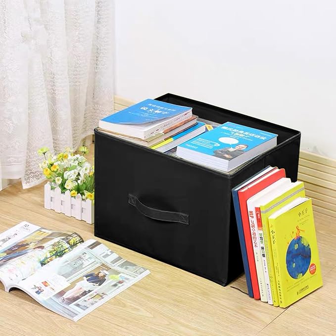 EBIGIC Black Storage Bins 9.0"x7.5"x7.5" Small Size Fabirc Foldable Closet Toy Organizer Collapsible Cloth