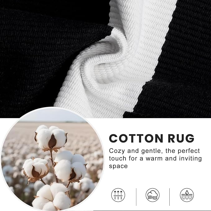 OLANLY Black and White Striped Rug 2' x 3' (24" x 36") – Washable Cotton Indoor Outdoor Doormat for Front Door, Entryway, Kitchen, Porch, Patio Decor