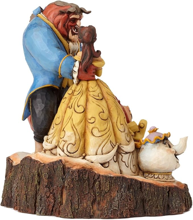 Disney Traditions by Jim Shore Beauty and the Beast Carved by Heart Stone Resin Figurine, 7.75”