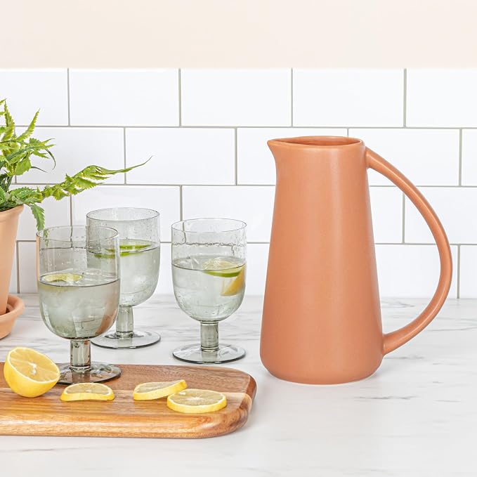 Bloomingville Modern Stoneware Pitcher, Matte Terracotta
