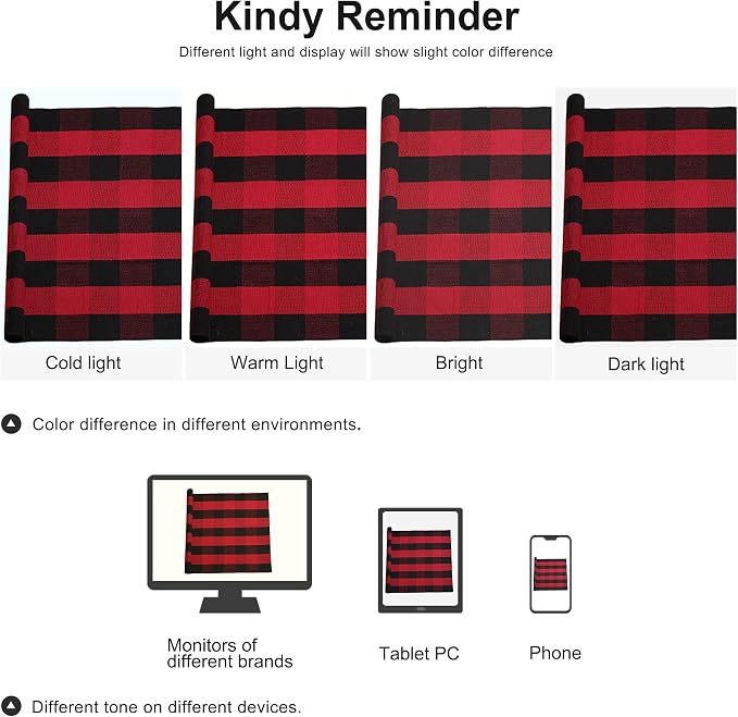 uxcell Buffalo Check Rug,Plaid Outdoor Rug,Layered Door Mat,Cotton Gingham Rugs,Floor Mat for Front Porch/Runner/Bedroom/Kitchen/Farmhouse 59"x35" Red & Black