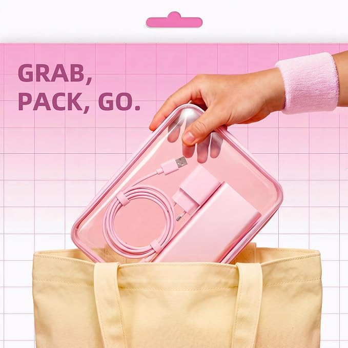 CoiiJoii 3PCS Large Clear Hard Shell Zippered Case, Diaper Bag Organizing Pouches, Waterproof Cosmetic Bag, Storage Organizer Bins.