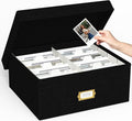 Decorative Photo Storage Box, Linen Photo Box Holds 1700 4x6 Pictures Black | Photo Storage Containers with 8 Dividers, Memory Keepsake Organizer for Photos, Scrapbook Supplies, Cards, Stamps,Archive Box