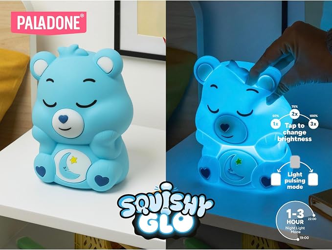 Paladone Care Bears Bedtime Bear SquishyGlo Silicone Light, Officially Licensed Lamp for Kids, Teens, Adults, Girls, Women, Cordless & Rechargeable Bedroom Décor, Collectible Pop Culture Gift