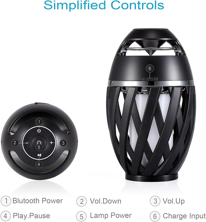 DiKaou Led Flame Speaker, Torch Atmosphere Bluetooth Speakers&Outdoor Portable Stereo Speaker with HD Audio and Enhanced Bass,LED flickers Warm Yellow Lights BT4.2 for iPhone/iPad/Android