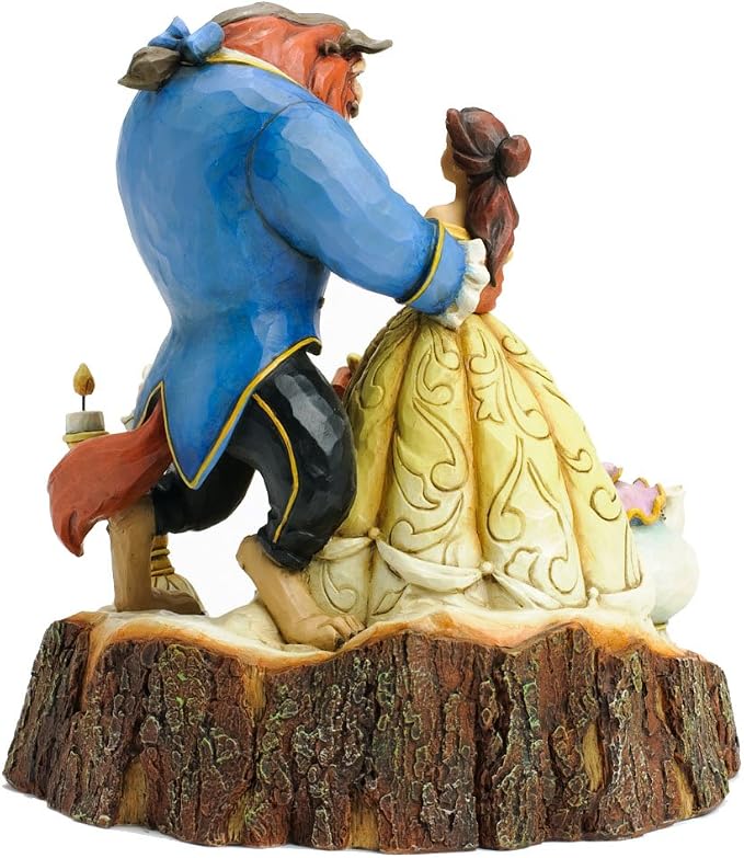 Disney Traditions by Jim Shore Beauty and the Beast Carved by Heart Stone Resin Figurine, 7.75”
