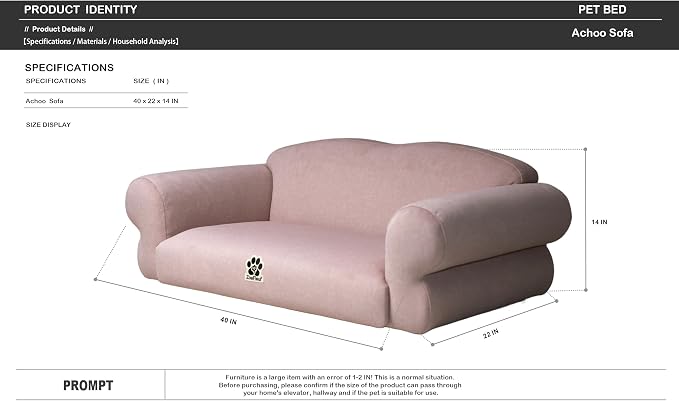 Human & Pet Sofa, Solid Pine Wood Frame Couch with High Resilience Foam, 2-in-1 Pet Furniture(Brown Pink)