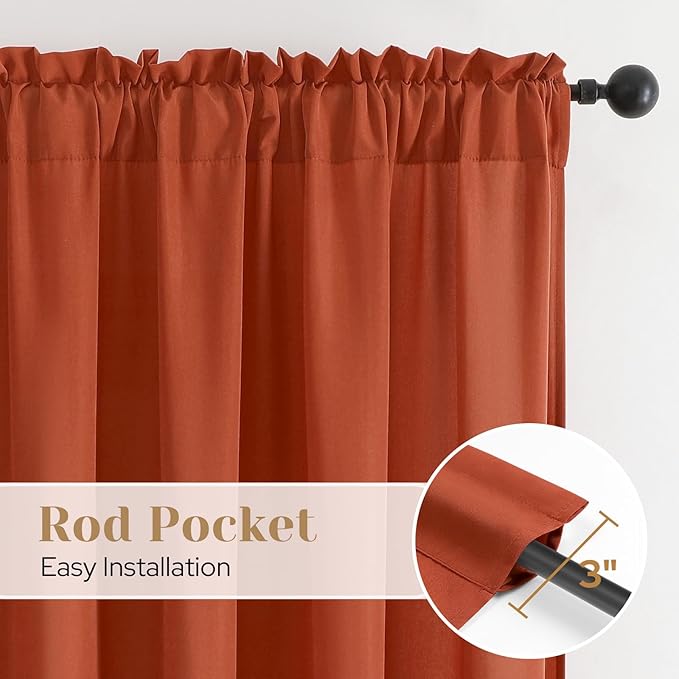 HOMEIDEAS Non-See-Through Fall Burnt Orange Privacy Sheer Curtains, 52 X 72 - Image 3