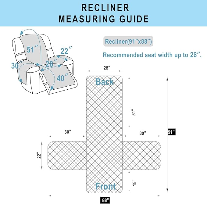 Recliner Chair Covers Reversible Sofa Cover Couch Cover for Pets Lazy Boy Furniture Protector(28''Recliner,Greyish Green/Taupe)