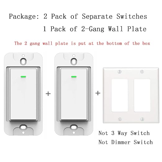 Smart Switch 2 Gang WiFi Light Switch Compatible with Alexa Google Home