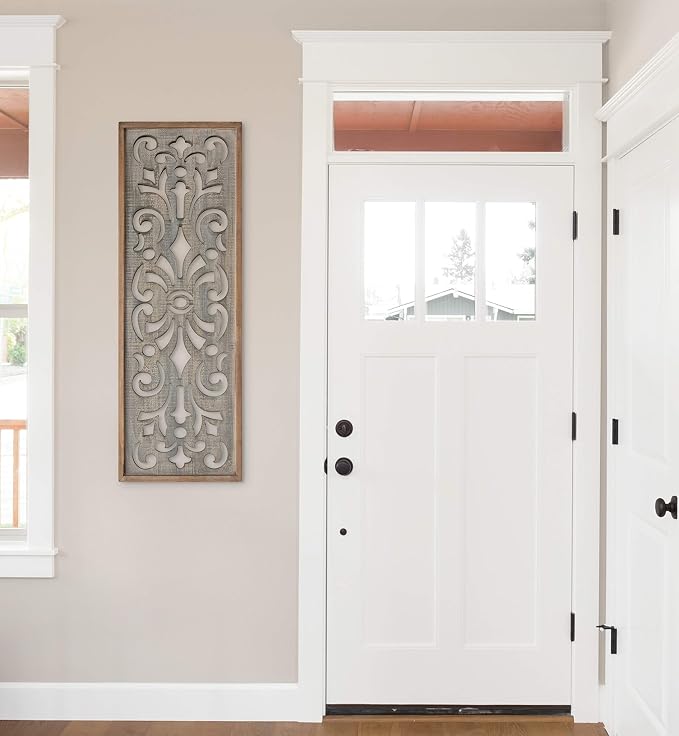 Kate and Laurel Palmares Rustic Decorative Wall Panel, 12 x 31.5, Rustic Gray and Brown, Farmhouse Lattice Panel Decor for Wall