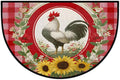 Half Round Door Mat Red Checkered Rooster Half Moon Doormat Absorbent Bedroom Kitchen Floor Mat Non Slip Decoration Semi Circle Entrance Welcome Rug for Indoor Outdoor Patio Fireplace Decor 24"x36"