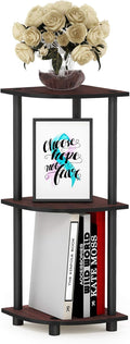 Furinno TURN-N-TUBE Corner Shelf, 3-Tier Corner Bookshelf, Display Storage Shelves with Open Shelves, for Organization and Storage, Living Room, Home Office, Garage, Dark Cherry