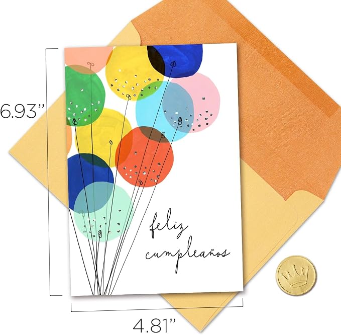 Hallmark Business Bulk 25 Pack Spanish Birthday Cards for Customers (Feliz Cumpleaños Balloons), 5 x 7 Cards, Message Inside, Envelopes Included