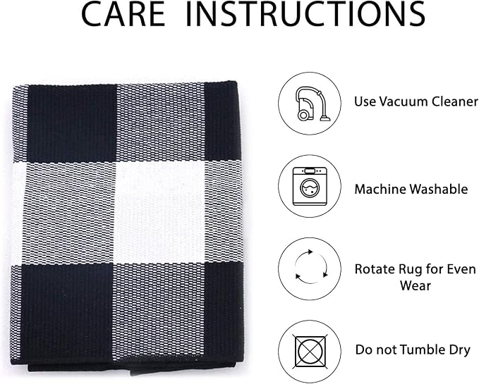 IOHOUZE Buffalo Plaid Checkered Rug 2x3 Ft Front Door Mats, Washable Area Rugs for Front Porch Decor, Spring Summer Welcome Mats Outdoor, Black White Rug for Farmhouse/Entryway/Home Entrance