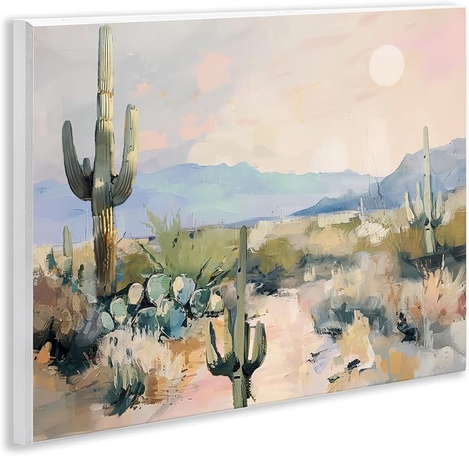 Prairie Desert Cacti Landscape, 11 x 14 Inch Mounted Print on Wall Plaque | Stupell Industries · By Annabelle Hall · Ready to hang once unboxed · Made in USA