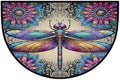 Dragonfly Half Round Door Mat Non Slip Half Circle Rugs | Colorful Animal Washable Half Moon Rug Semi Circle Rugs Indoor Entrance Floor Carpet for Kithen Bedroom Fireplace Decor