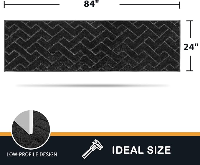 PURRUGS Dirt Trapping Door Mat 24" x 84", Non-Slip Machine Washable Entry Rug, Dog Doormat, Indoor Front Door Mat, Super Absorbent Entryway Rug for Muddy Shoes & Paws, Black