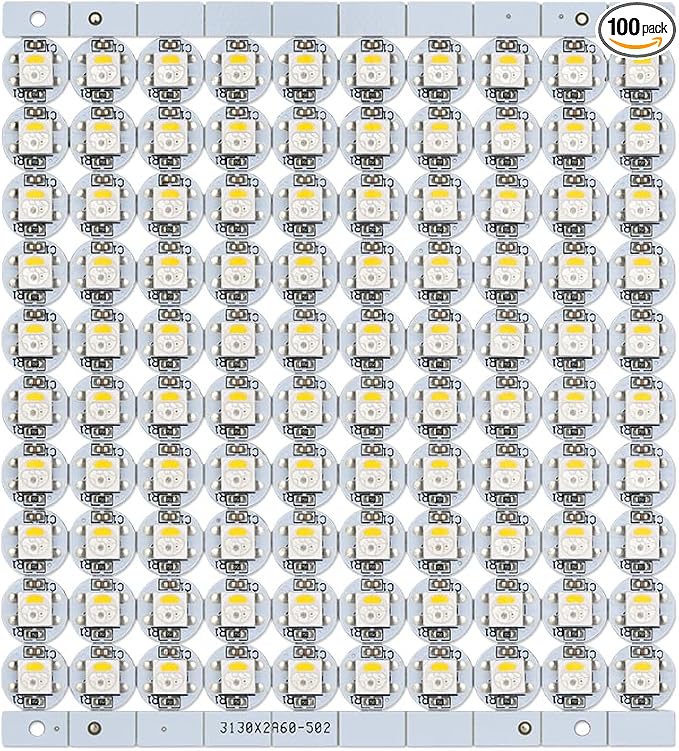 BTF-LIGHTING SK6812(WS2812B) RGBW LED Chips 100PCS RGB+Natual White Individually Addressable 5050SMD Module Pixels Light DC5V White PCB Chasing Dream Color for Christmas(No Adapter or Controller)