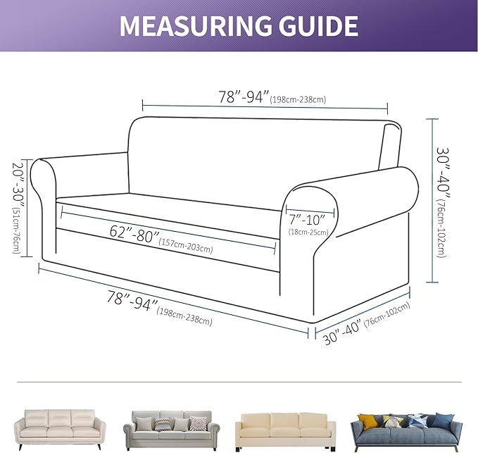 Joccun Stretch Couch Cover Slipcovers, 1-Piece Sofa Covers for 3 Cushion Couch Spandex Jacquard Washable Furniture Protector Cover for Living Room,Kids,Pets(Sofa,Gold)