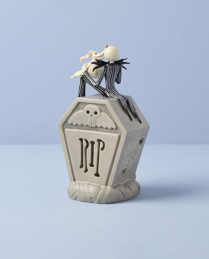 Lenox Halloween Nightmare Before Christmas Jack Skellington Figurine | porcelain, 10 inch height | requires 3 aaa batteries | collectible gift for disney and nightmare before christmas fans