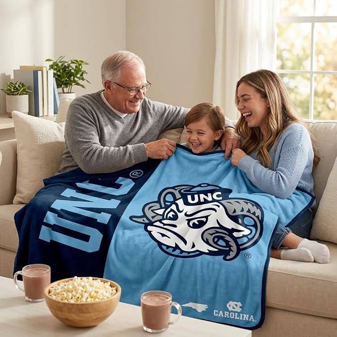 Proformance Home NCAA North Carolina Tar Heels Endzone Ultra Soft Tailgate Throw