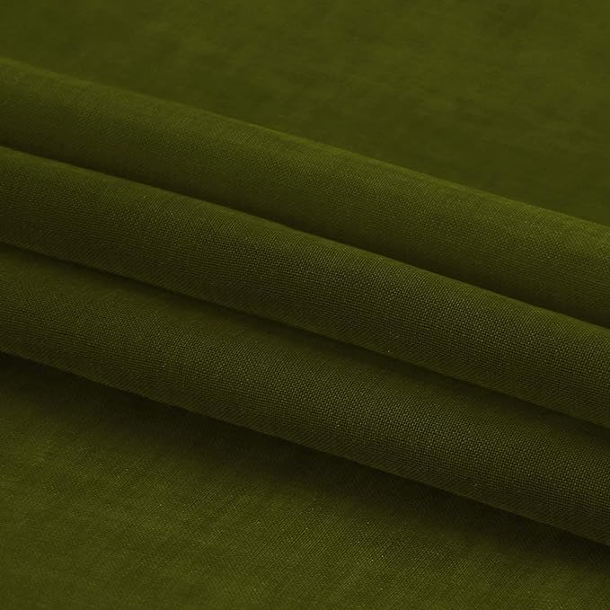 DWCN Olive Green Sheer Curtains Semi Transparent Voile Rod Pocket Curtains - Image 6