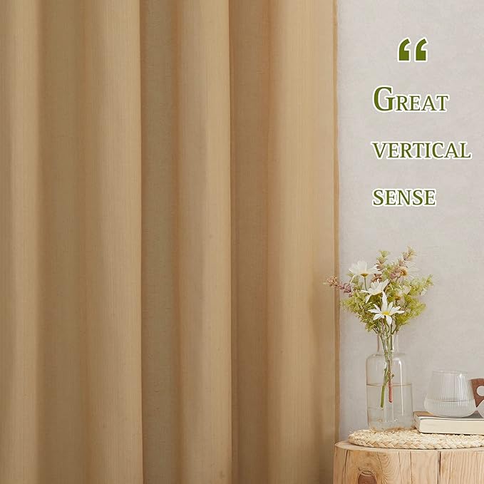 NICETOWN Linen Blend Flax Sheer Window Curtains & Drapes, Grommet Semi Sheer - Image 2