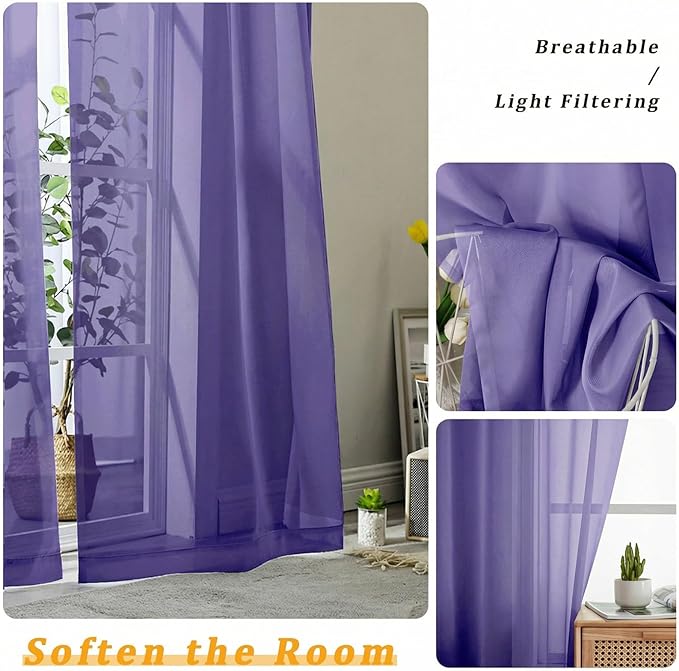 Gwine Short Kitchen Sheer Curtains 24 Inch Length - Image 5