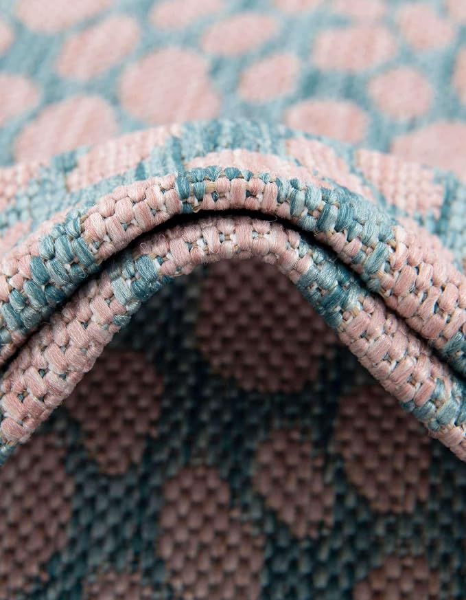 Jill Zarin Jill Zarin Outdoor Collection Area Rug - Cape Town (2' x 6' Runner Pink and Aqua/Light Blue)