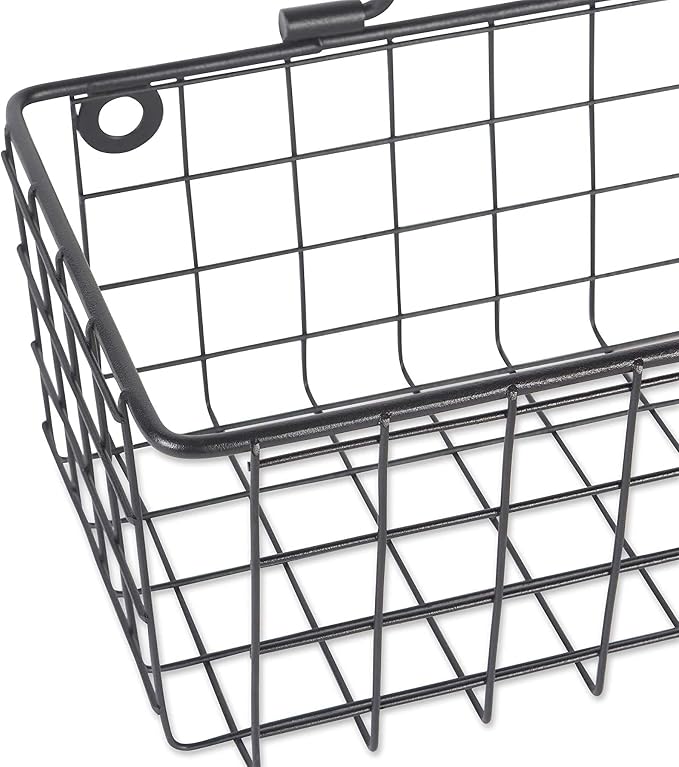 DII Farmhouse Vintage Décor, Wire Wall Basket, Assorted, Black, 2 Piece (Pack of 2)