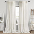 Cream Linen Curtains 109 Inches Long for Living Room Extra Long Back Tab Curtains Neutral Farmhouse Light Filtering Semi Sheer Linen Drapes Ceiling to Floor for Large Window 2 Panels Set 52x109