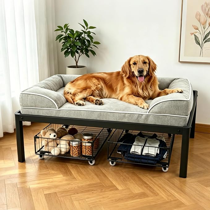 Dog Bed Frame,with Two Storage Drawer,Suitable for Various Dog beds | Get off the ground for healthier sleep