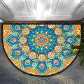 cfpolar Half Round Door Mat Semi Circle Non-Slip Bathroom Floor Rug, Ethnic Mandala Outdoor Welcome Entrance Way Mat Indoor Absorbent Kitchen Mat for Bedroom,Patio,Garage,Home 36" x 24"