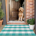 Ckorzen Green and White Plaid Rug, 28" x 43" Spring Outdoor Front Porch Door Decor Mat, Washable Cotton Woven Farmhouse Area Rug for Layered Door Mats Carpet, Entryway, Easter Décor