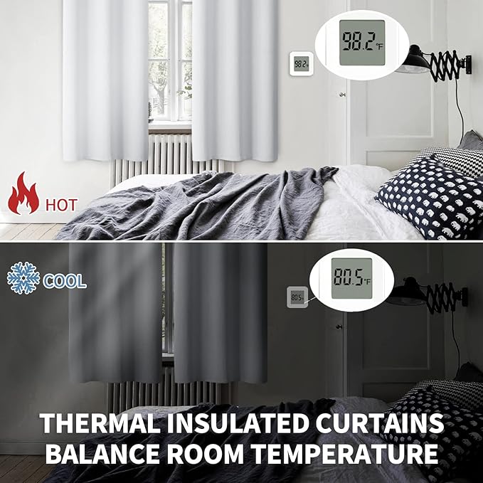 BGment Room Darkening Curtains 95 Inches Long - Grommet Thermal Insulated Drapes Window Treatment Curtains for Bedroom, 2 Panels, 52 x 95 Inch, Greyish White
